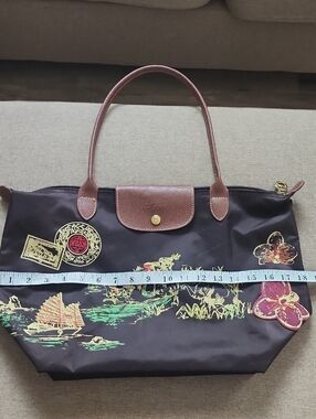 Longchamp Brown Floral Vietnam Print Nylon Leather Tote Bag - La Pliege